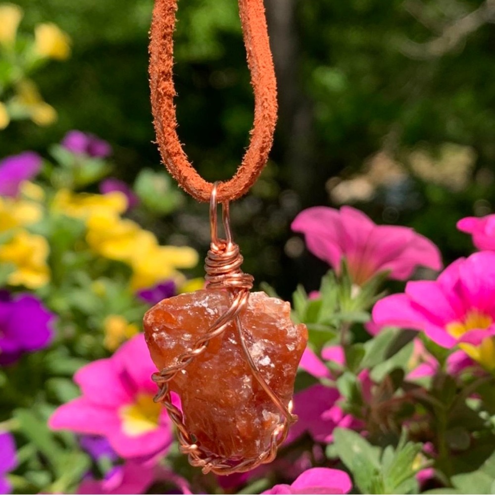 Orange Calcite Crystal Necklace